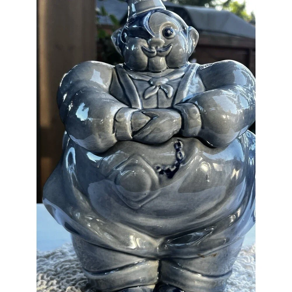 Vintage 1940's Red Wing Pottery Chef Pierre Cookie Jar *Rare Blue Color